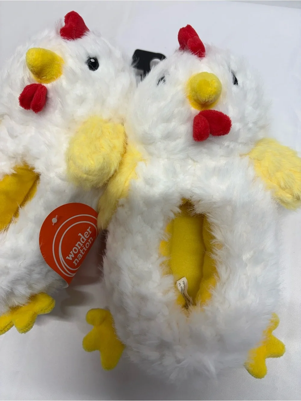 Plush Chick Kids Slippers - White & Yellow winter slippers for kids size 11-12